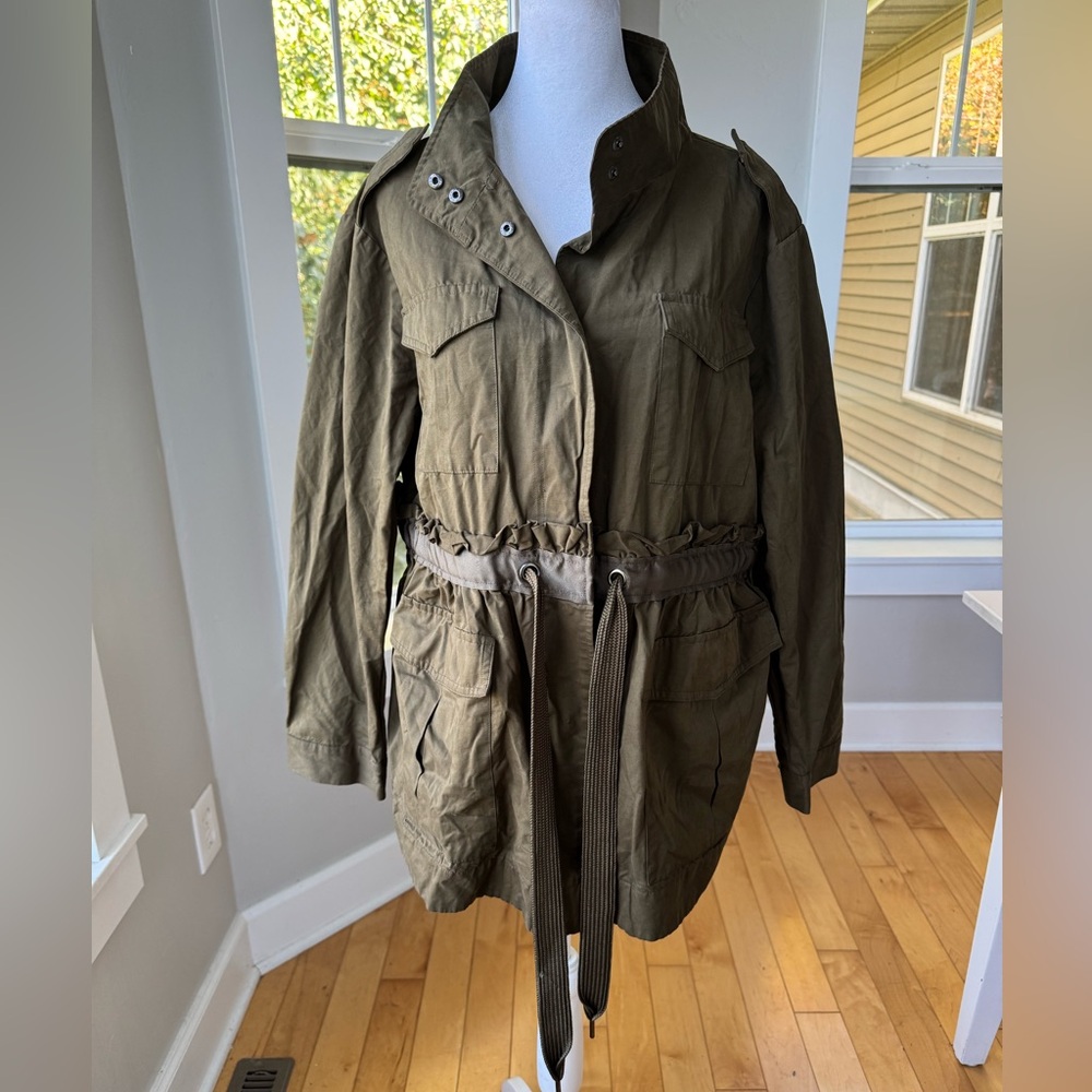 Simply Vera Vera Wang Olive Green Trench Coat Anorak Utility Jacket Petite XL - Picture 9 of 9